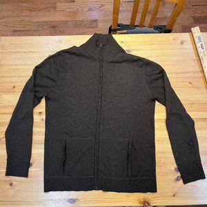 Gap Men’s L Brown Merino Wool Zip Front Sweater Cardigan